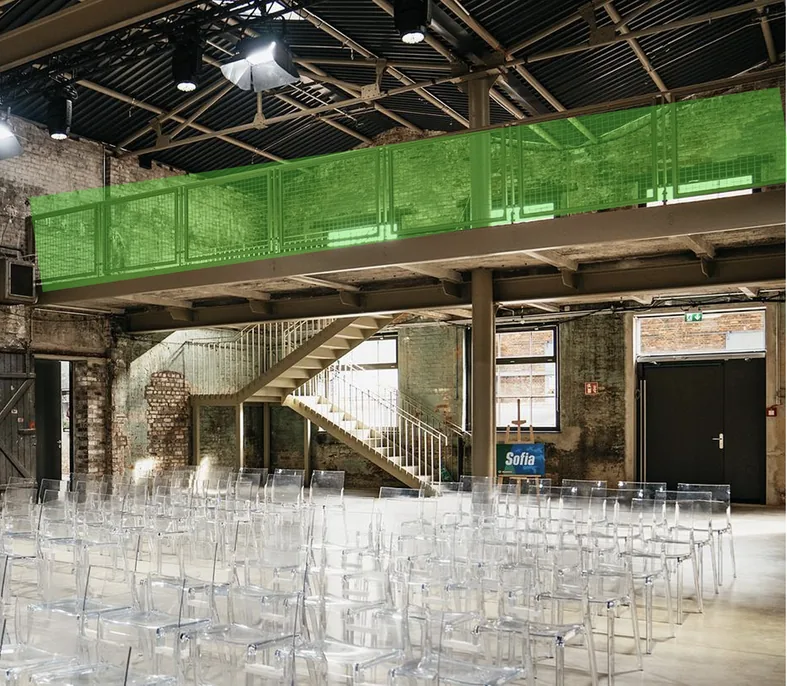Mezzanine railing branding